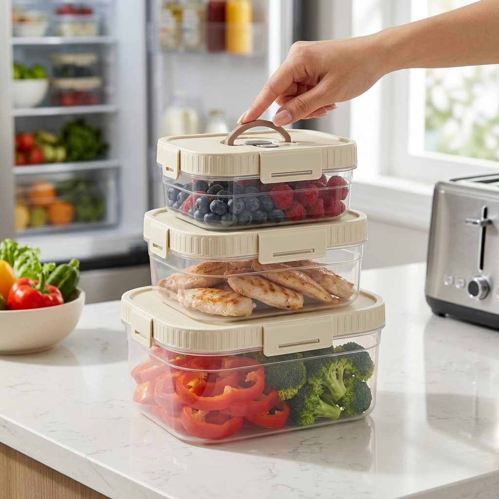Food Storage Containers Plastic Box - Saplı, İstiflenebilir, Sızdırmaz, Şeffaf Plastik Gıda