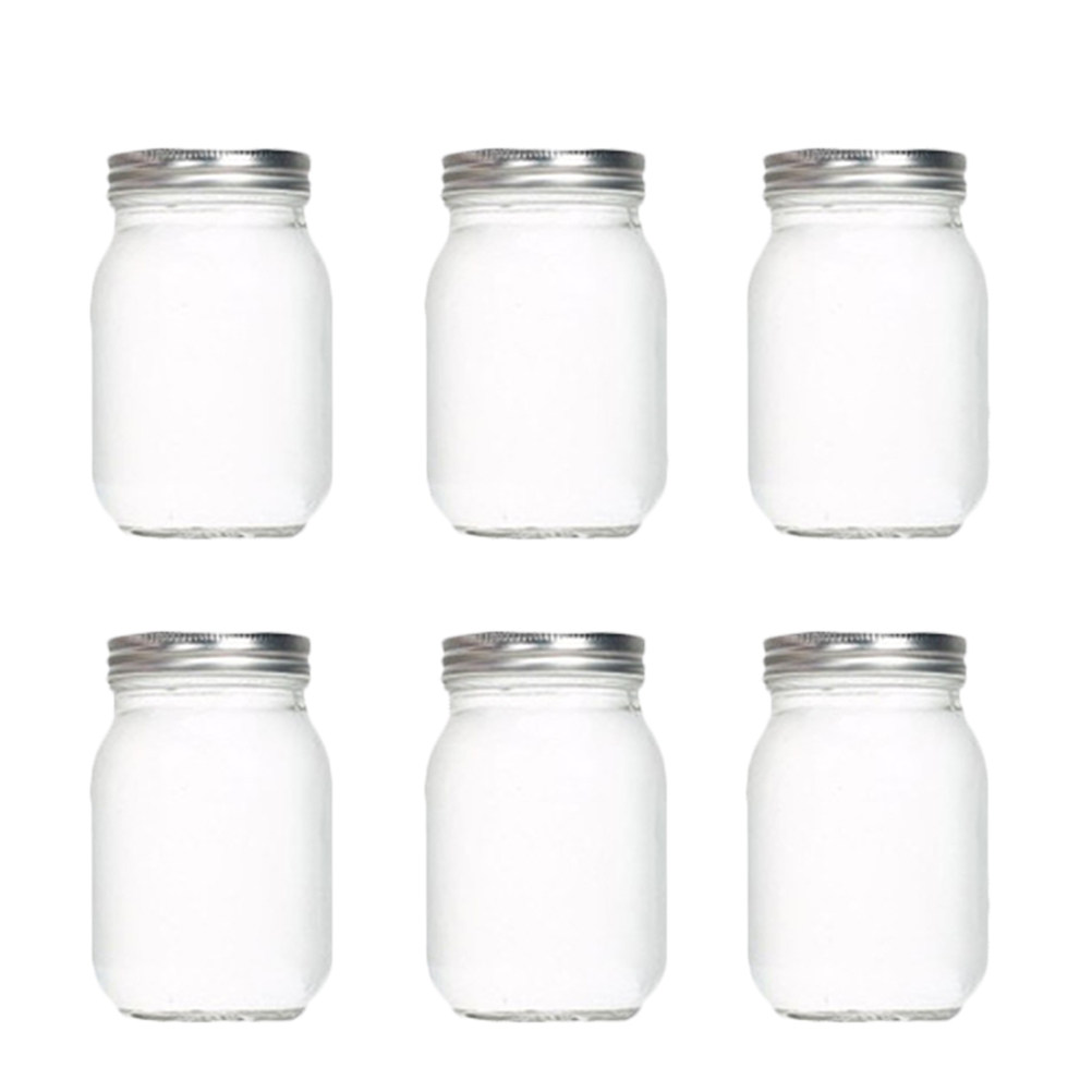 Food Storage Lid - 6 adet şeffaf yuvarlak cam kavanoz