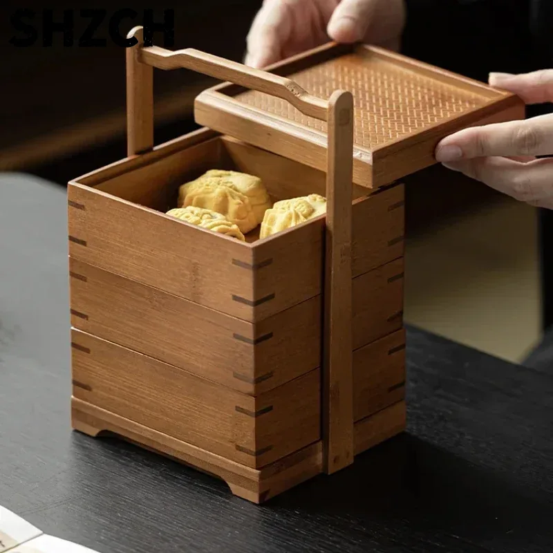 Food Storage Acrylic Containers - Bambu Depolama Sepeti Geleneksel Çin Meyve