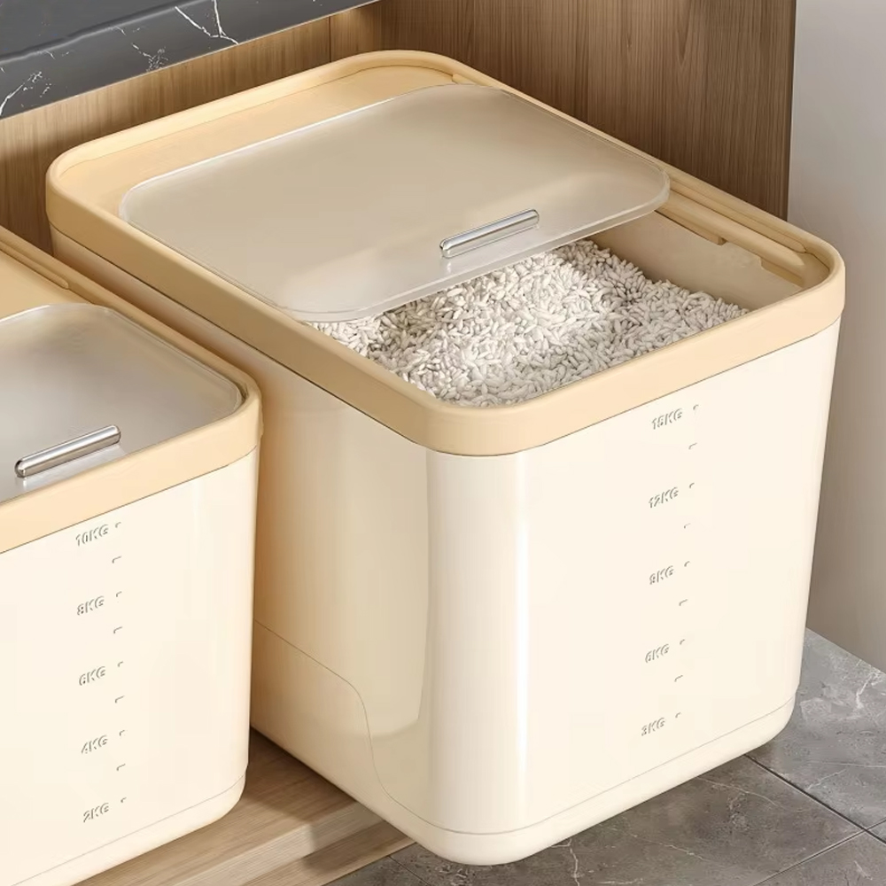 Food Storage Acrylic Containers - 5/10/15KG Ev Mutfak Pirinç Kutusu Mühürlü