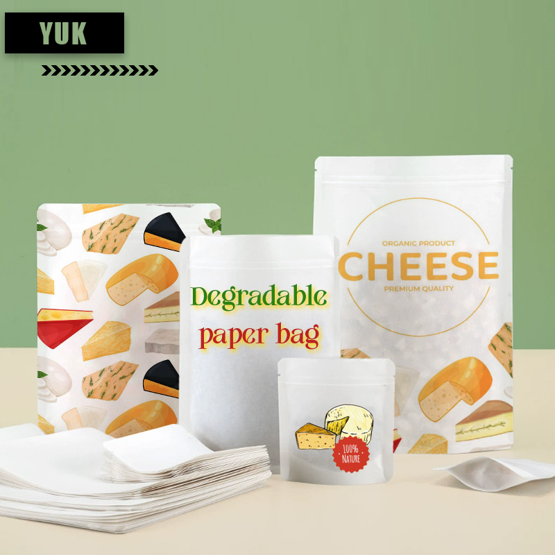 Food Storage Of Plants - Özelleştirilmiş Biyobozunur Kraft Kağıt Fermuarlı Poşetler,