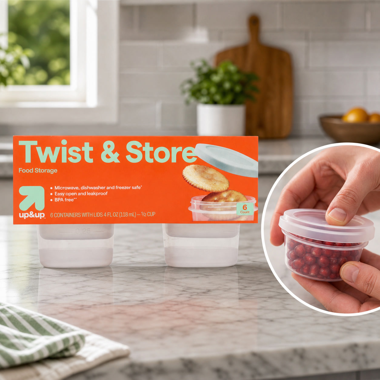 Food Storage With Lock - 6 adet Yuvarlak Çevirmeli Kilitli Gıda